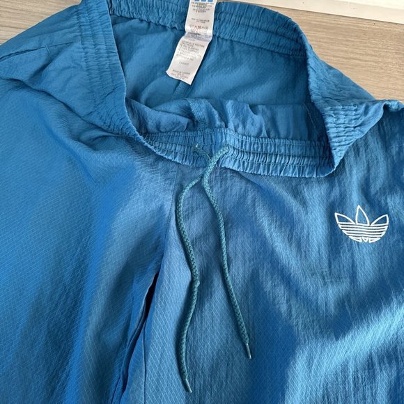 Vintage‎ Adidas Trefoil Teal M Nylon Track Joggers Windbreaker Pants Side Zip - Picture 5 of 12